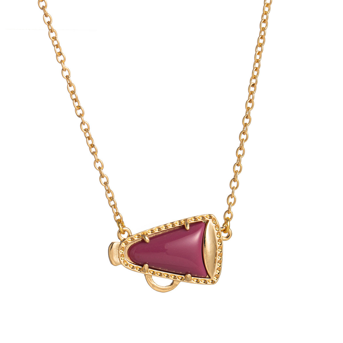Collar sencillo de cuerno con gotero de aceite para mujer, con colgante geométrico de nácar.