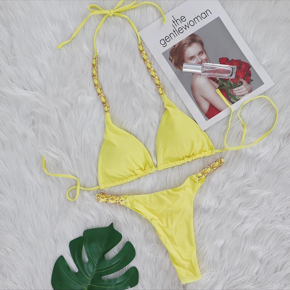 Traje de baño de bikini de tanga sexy para mujer - Tejido de nailon