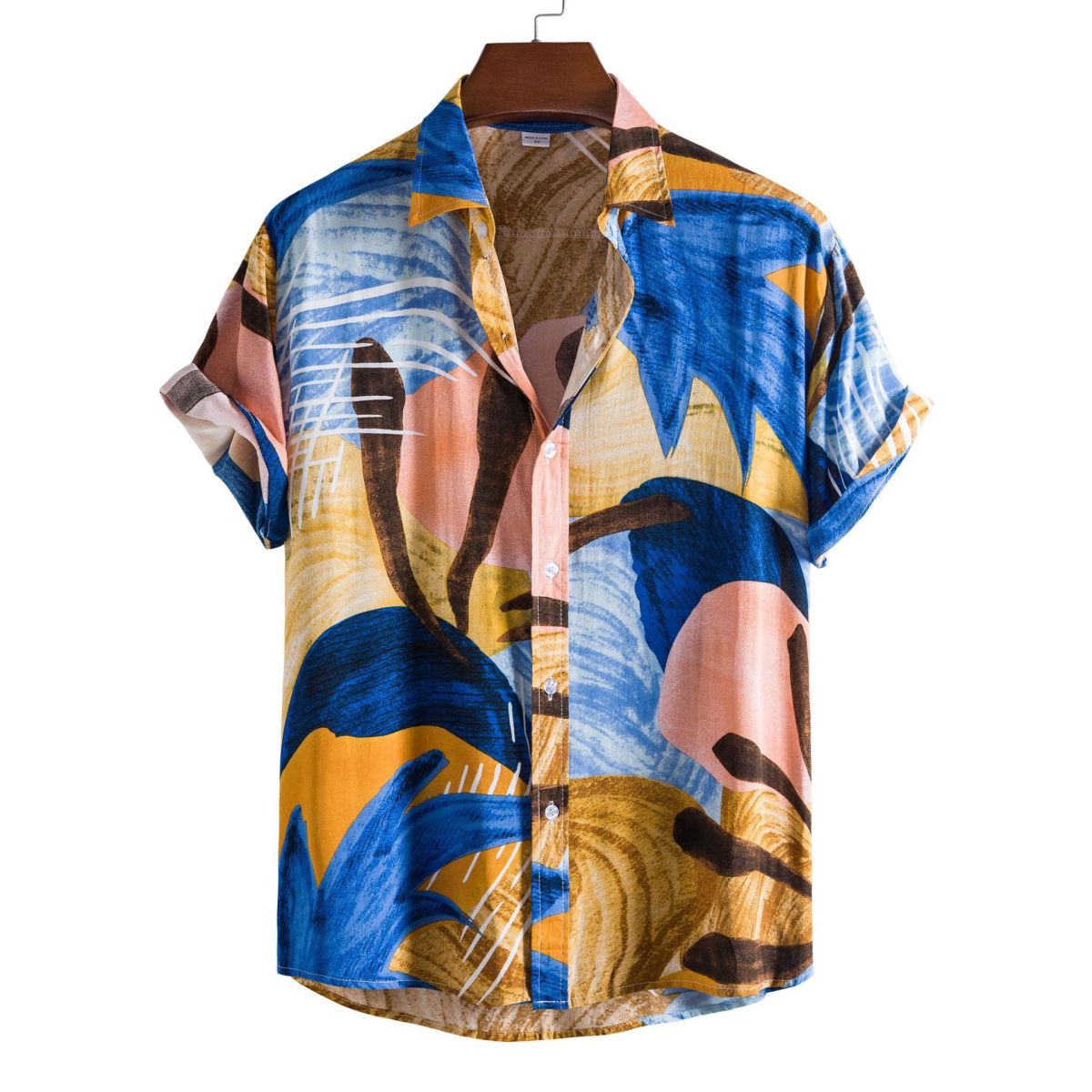 Camisa informal de vacaciones para hombre con estampado de flores diminutas en 3D