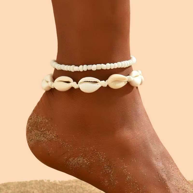 Conjunto de tobilleras de conchas de playa para mujer