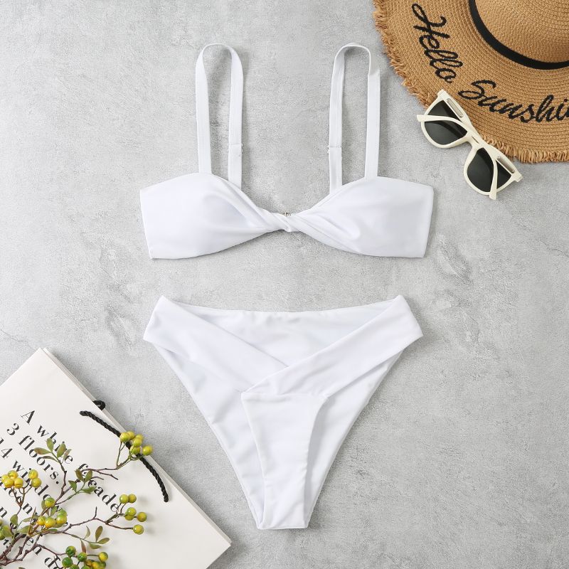Traje de baño bikini sexy de color sólido a la moda para mujer