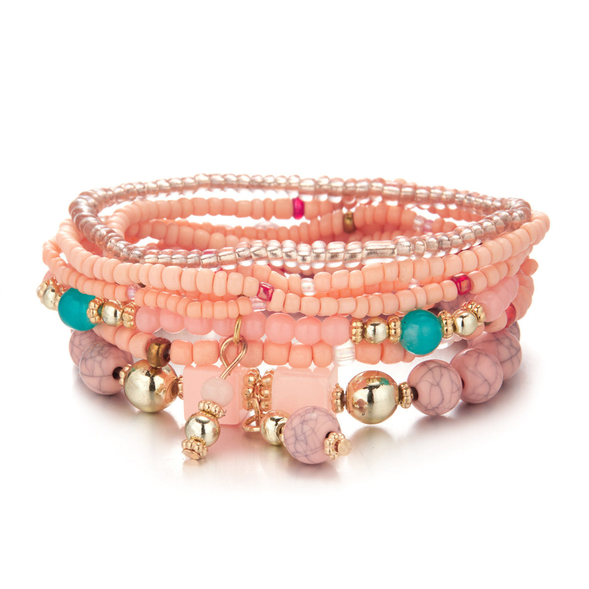 Conjunto de pulseras de cuentas multicapa bohemias para mujer