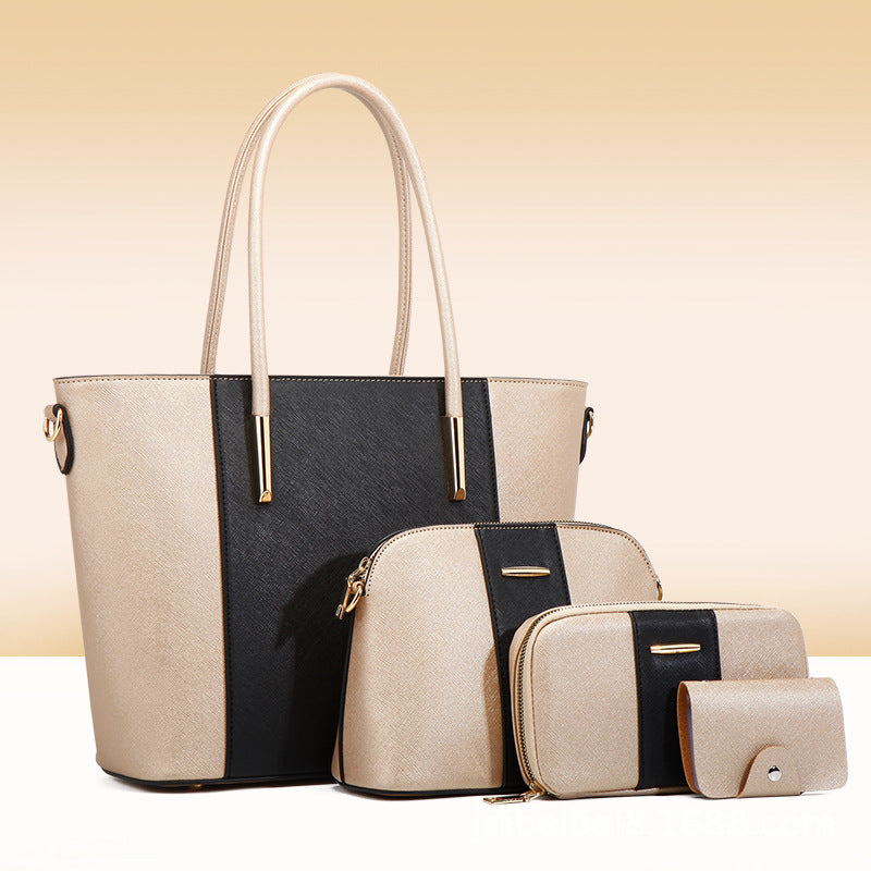 Ensemble de quatre sacs à main de grande capacité à coutures contrastées