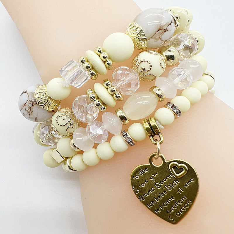 Women Retro Bohemian Heart Pendant Bracelet