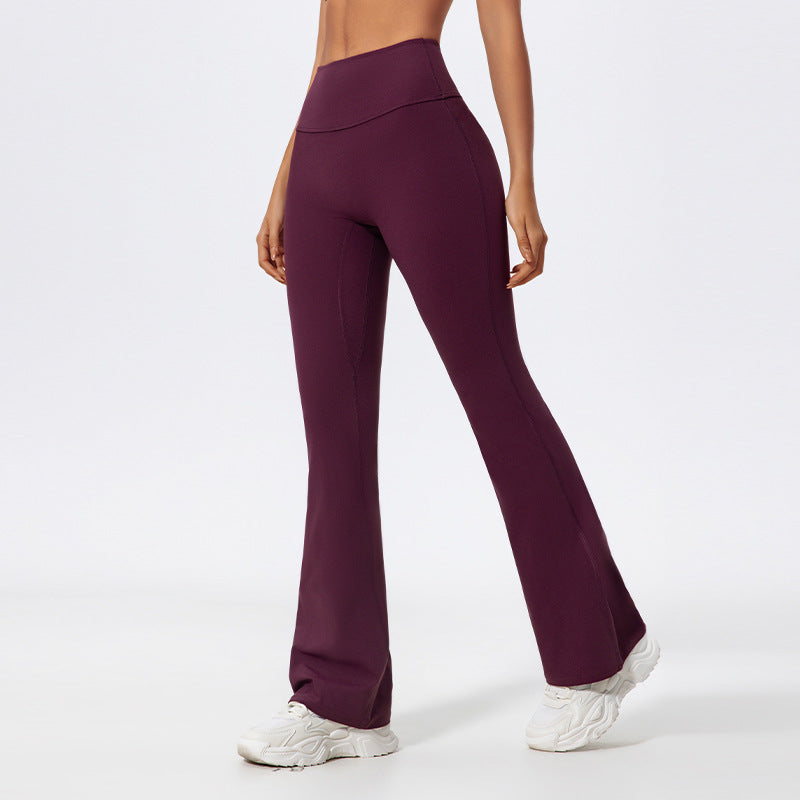 Pantalon de yoga décontracté taille haute à jambes larges pour femme en mélange de coton