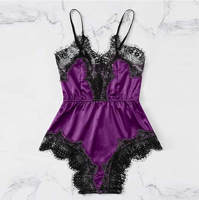 Women Pajamas Imitation Silk Homewear Lace Sleepwear
