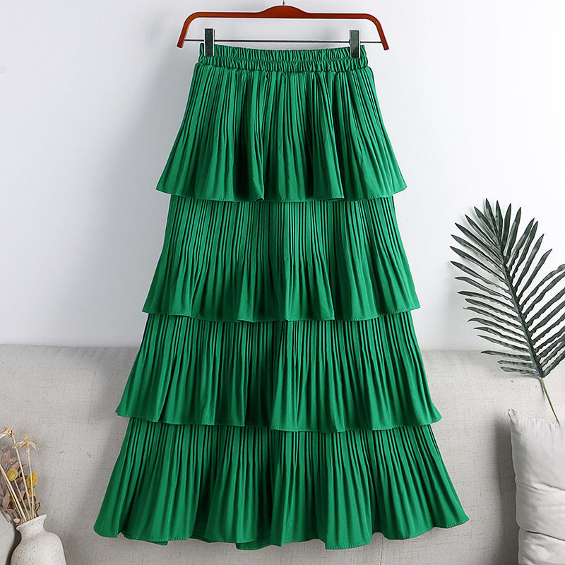 Women Casual Ruffle Chiffon High Waist Skirt Fashion