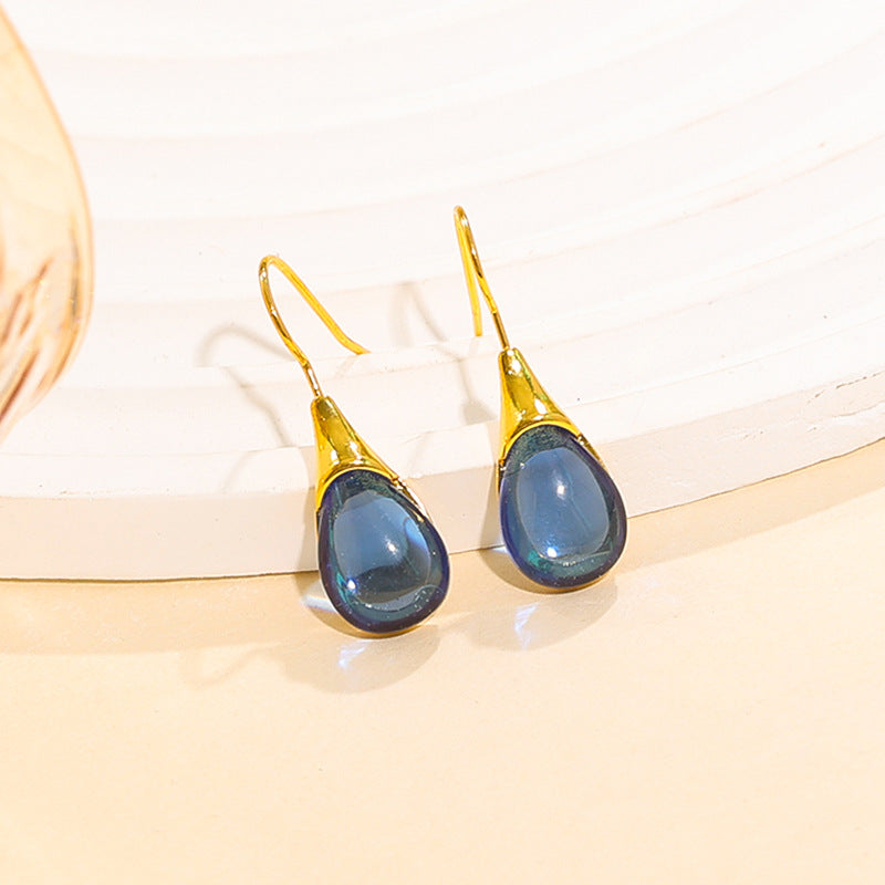 Women Fashion Drop-Shaped Cat Eye Earrings in Solid Colors
