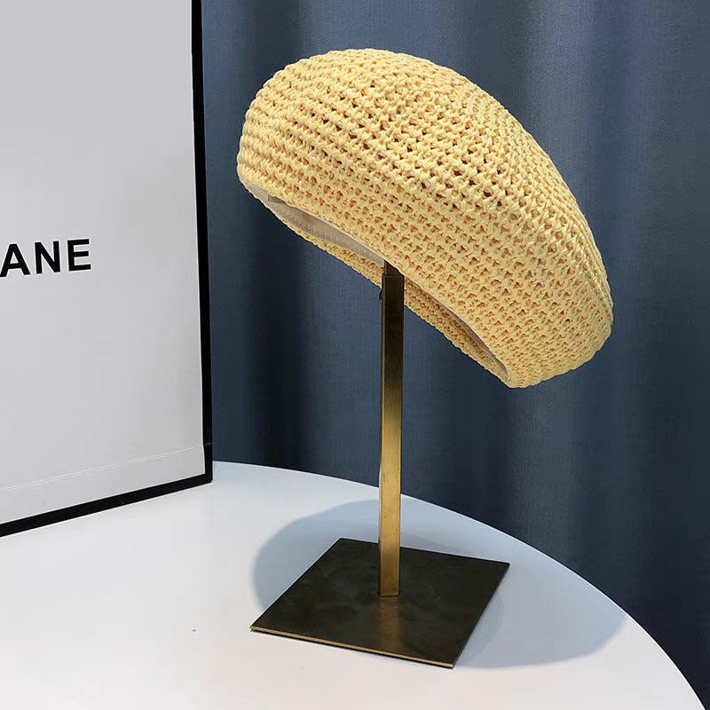 Summer Women Fashion Casual Breathable Straw Woven Beret