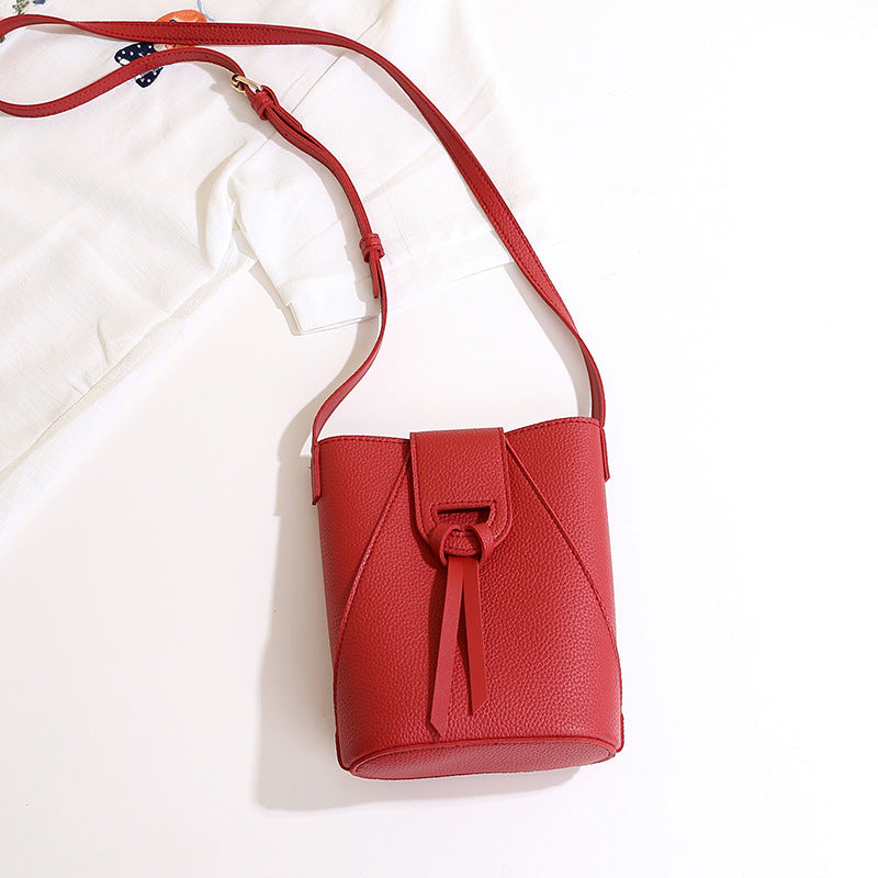 Women Soft Leather Solid Color Crossbody Phone Bag