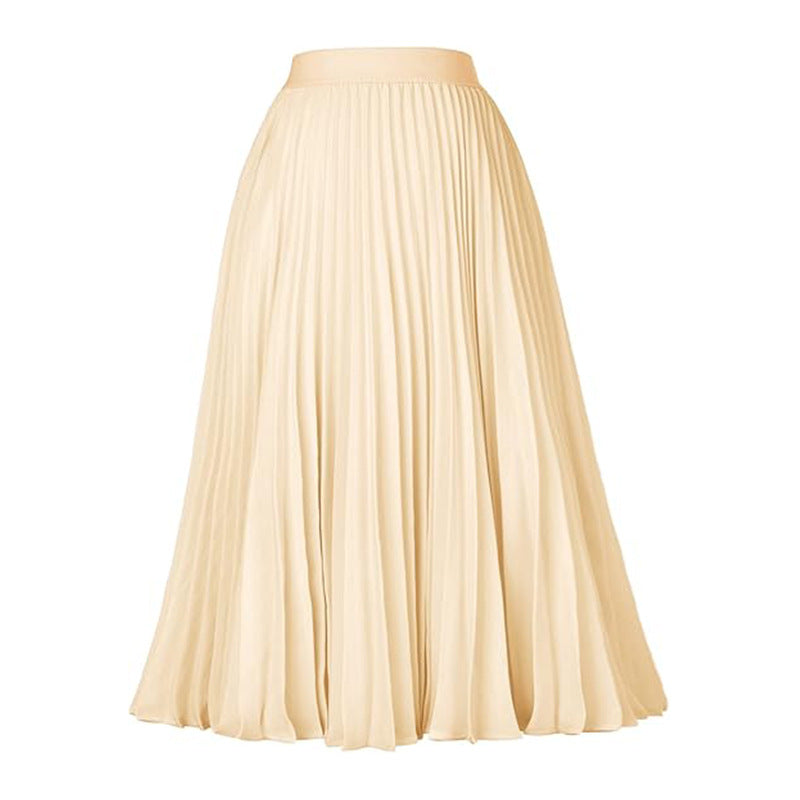 Falda plisada de cintura alta de color sólido informal de moda para mujer