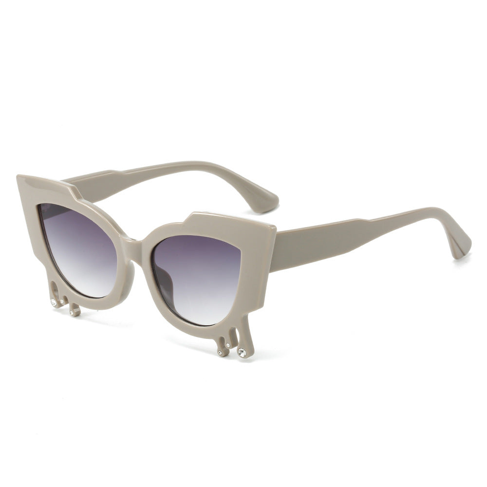 Gafas de sol de Halloween con diseño de ojo de gato y lágrimas de diablo para mujer