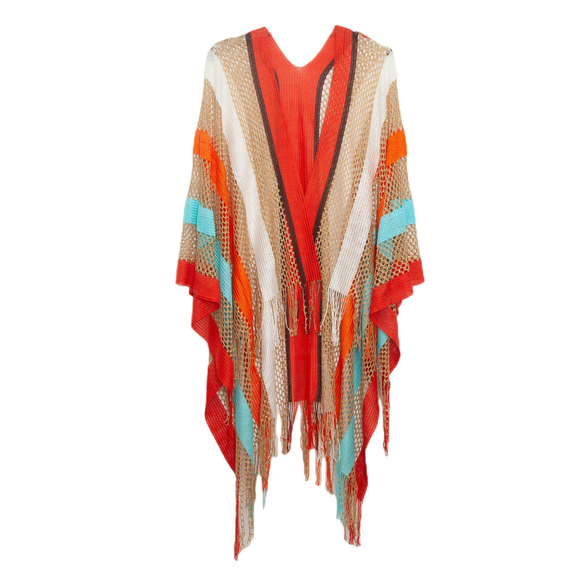 Women's Fashion Stripe Hollow Tassel Cover-Ups