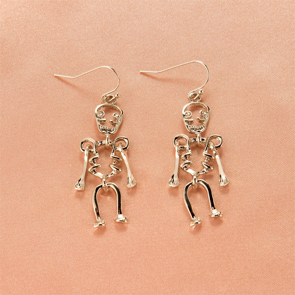 Halloween Women Cartoon Skeleton Pumpkin Bat Earrings