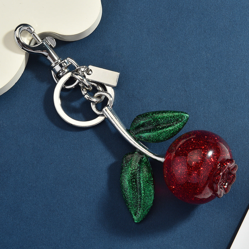 Women Fashion Crystal Blueberry Fruit Pendant Keychain