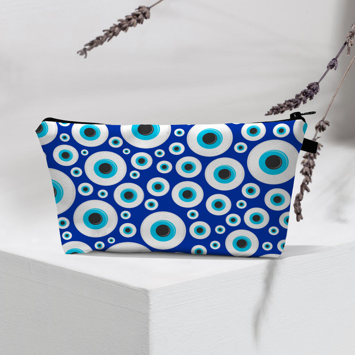 Bolsa de cosméticos portátil con diseño de mal de ojo para mujer