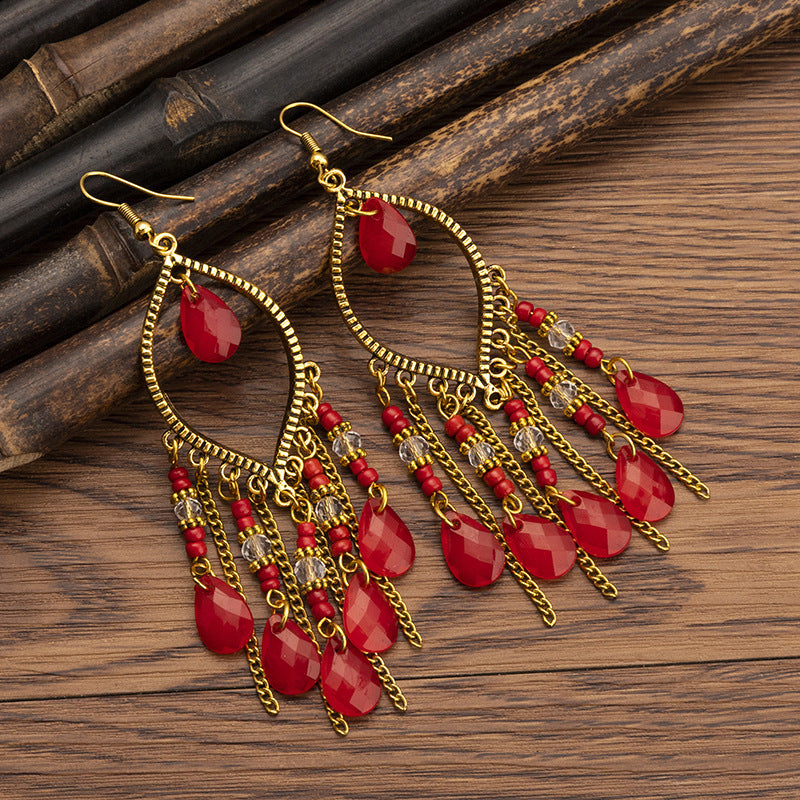 Pendientes con borlas retro de estilo étnico bohemio