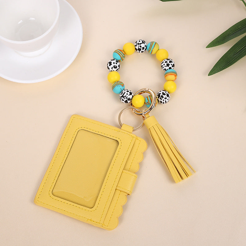 Fashion Printed Silicone Bead Tassels Bracelet Wallet