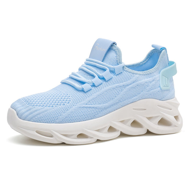 Zapatillas informales de malla transpirable con suela gruesa para mujer