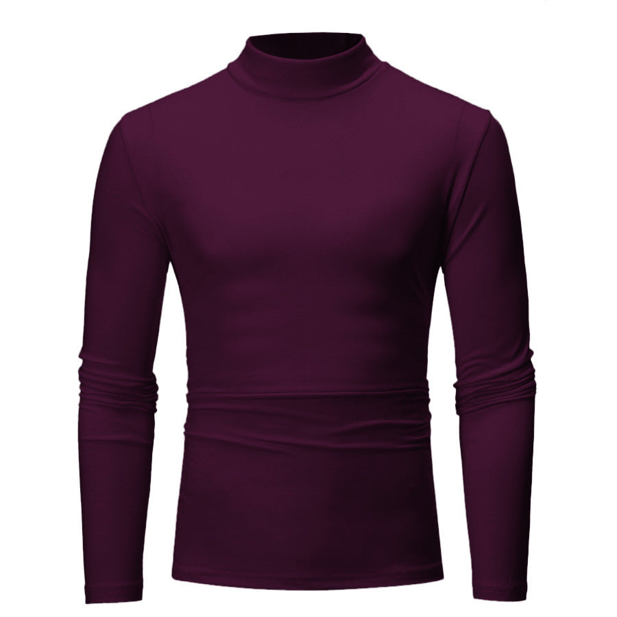 Men's Casual Solid Color Long Sleeve Turtle Neck T-Shirt