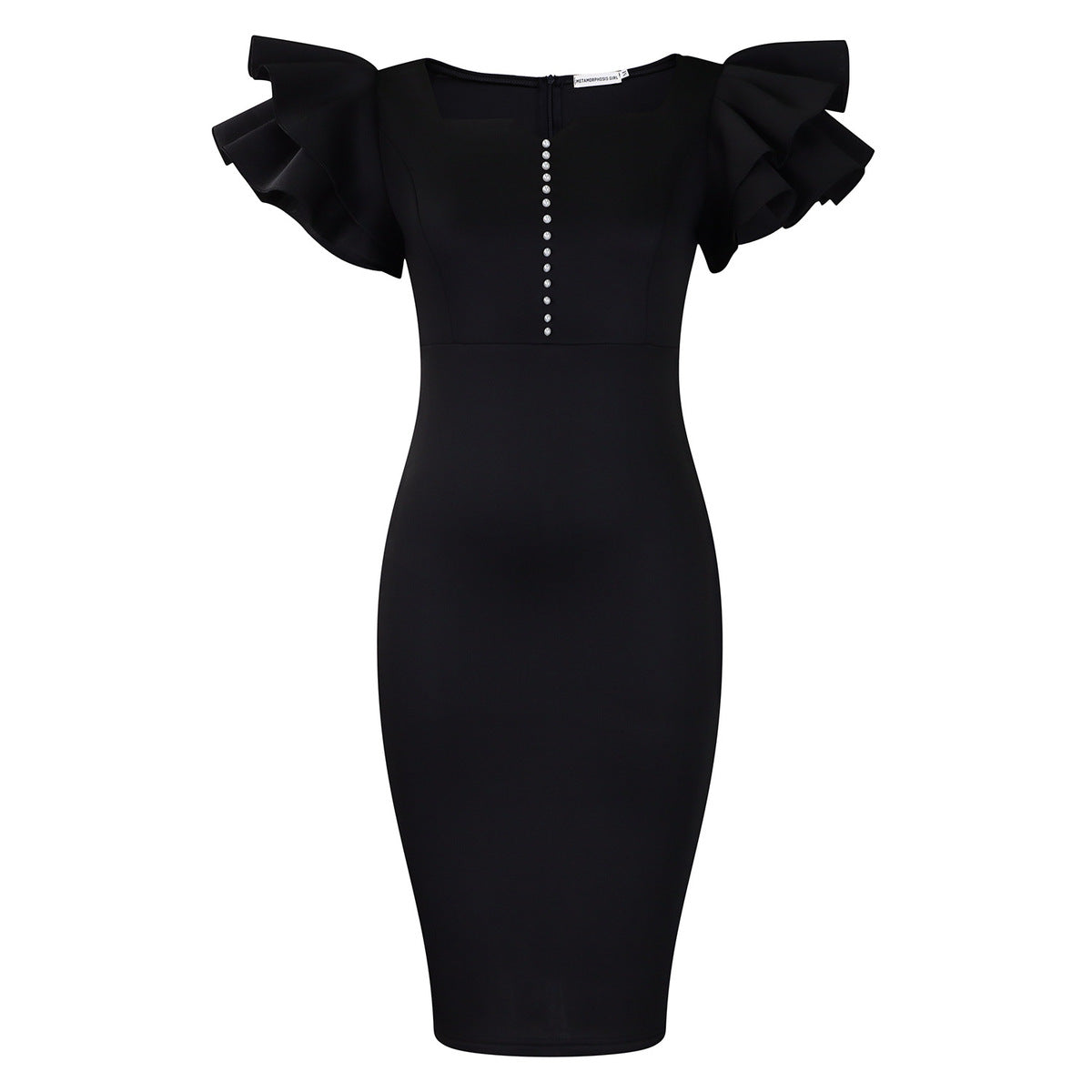 Women Fashion Elegant Plus Size Solid Color Dress