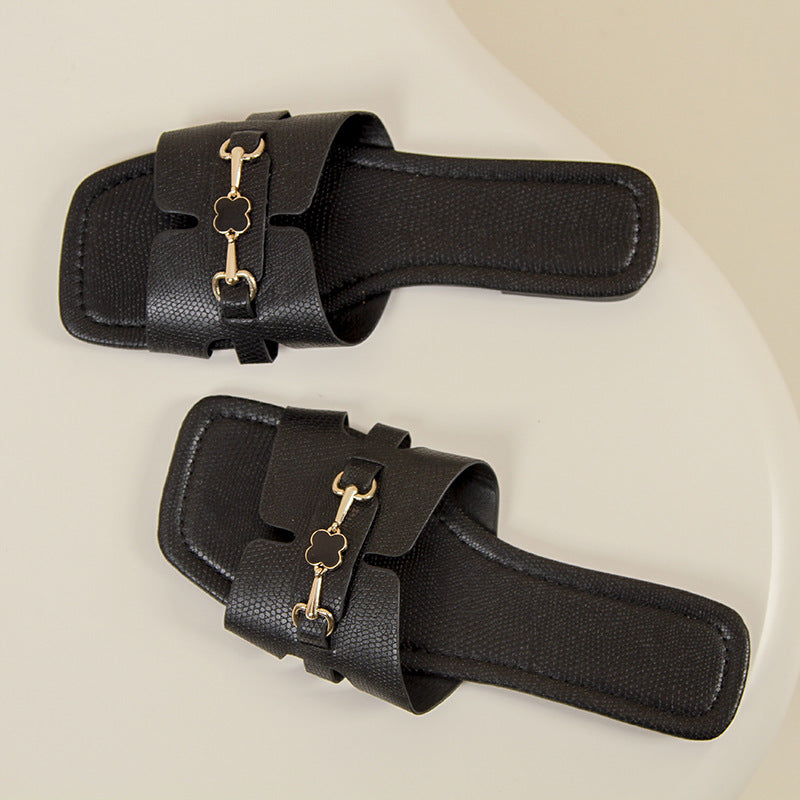 Chaussons carrés plats grande taille tendance - Chaussures confortables à enfiler pour femmes
