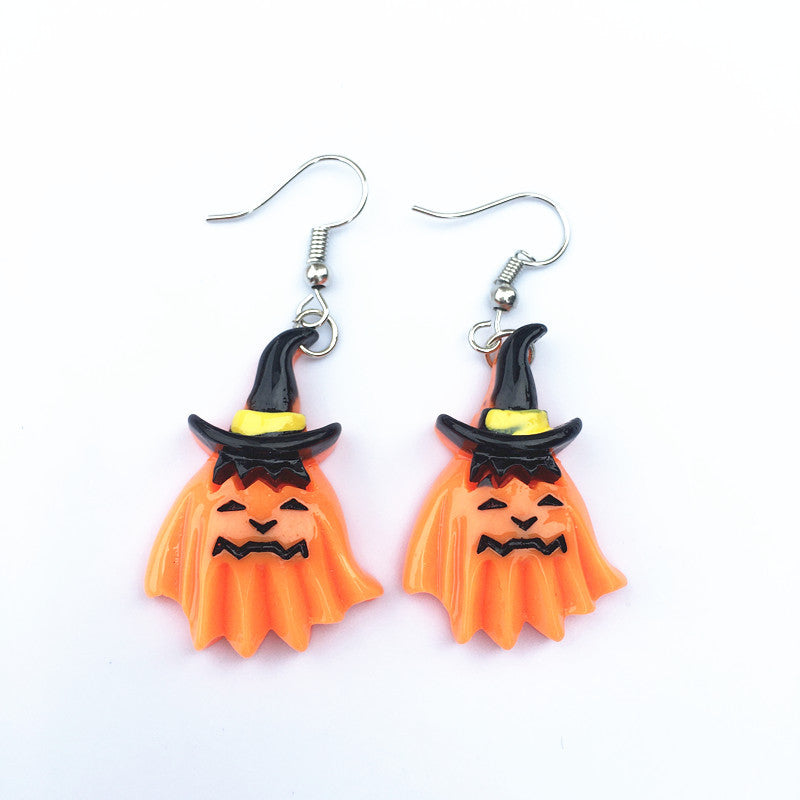 Pendientes colgantes de Halloween para mujer, divertidos, con esqueleto, fantasma, calabaza, gato y búho