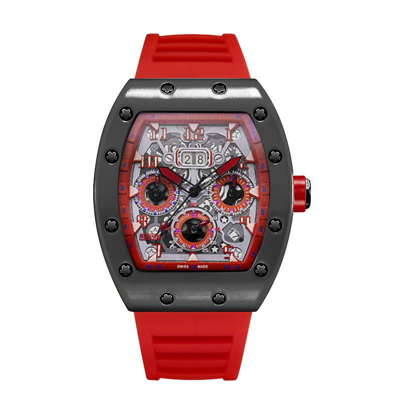 Men Casual Luminous Sports Watch with Silicone Strap and Mineral Glass