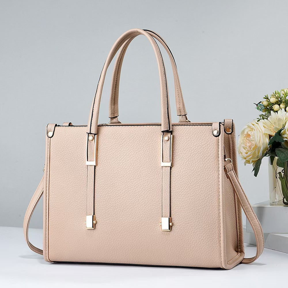 Women Large Capacity PU Work Bag with Zipper Closure