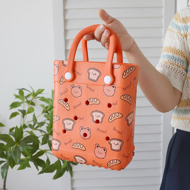 Sac à trou imprimé dessin animé tendance, sac en gelée EVA pour femmes et enfants