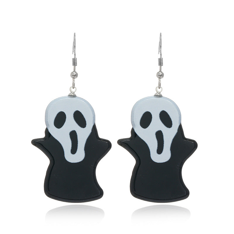 Pendientes de calavera de calabaza con diseño de Halloween para mujer