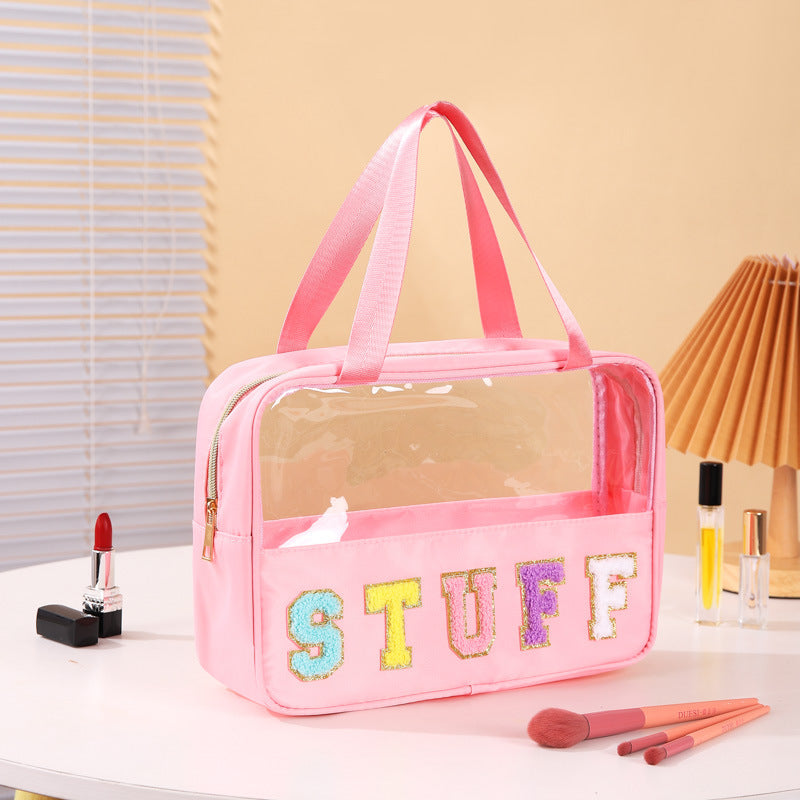Fashion Transparent PVC Letters Portable Cosmetic Bag