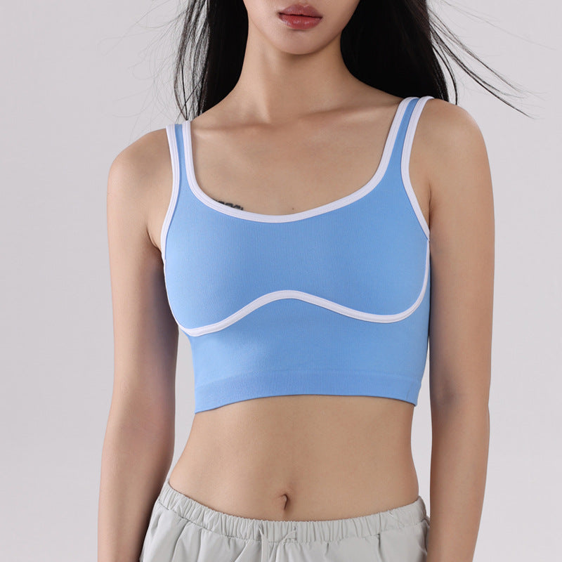 Women Fashion Sexy Contrast Color No Steel Ring Yoga Bra