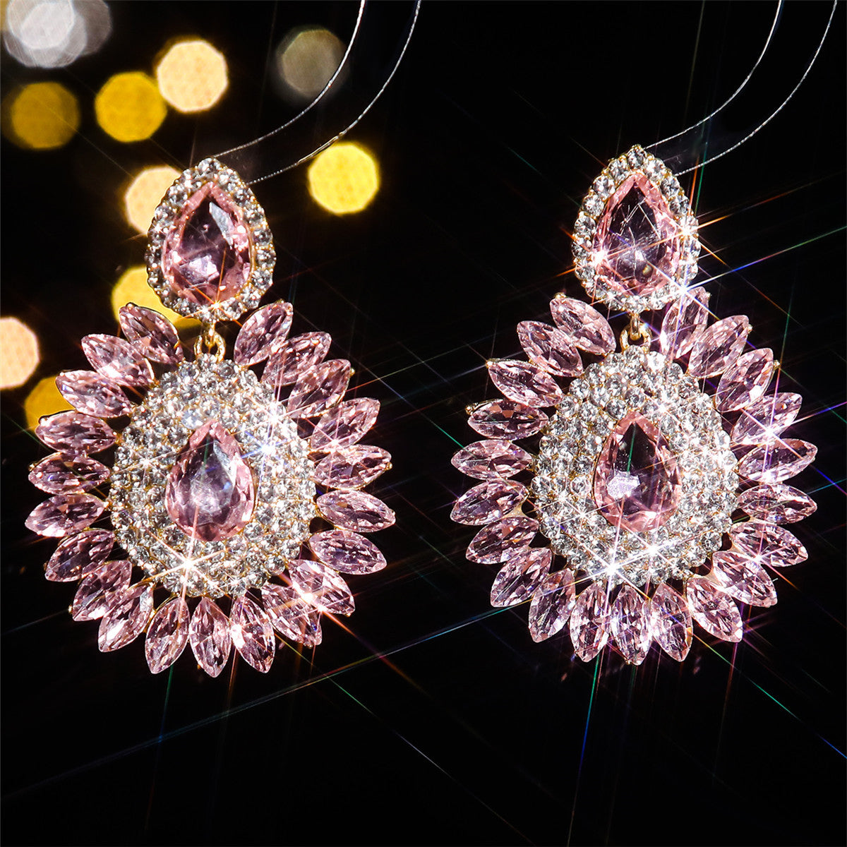Boucles d'oreilles à strass multicolores exagérées pour femmes