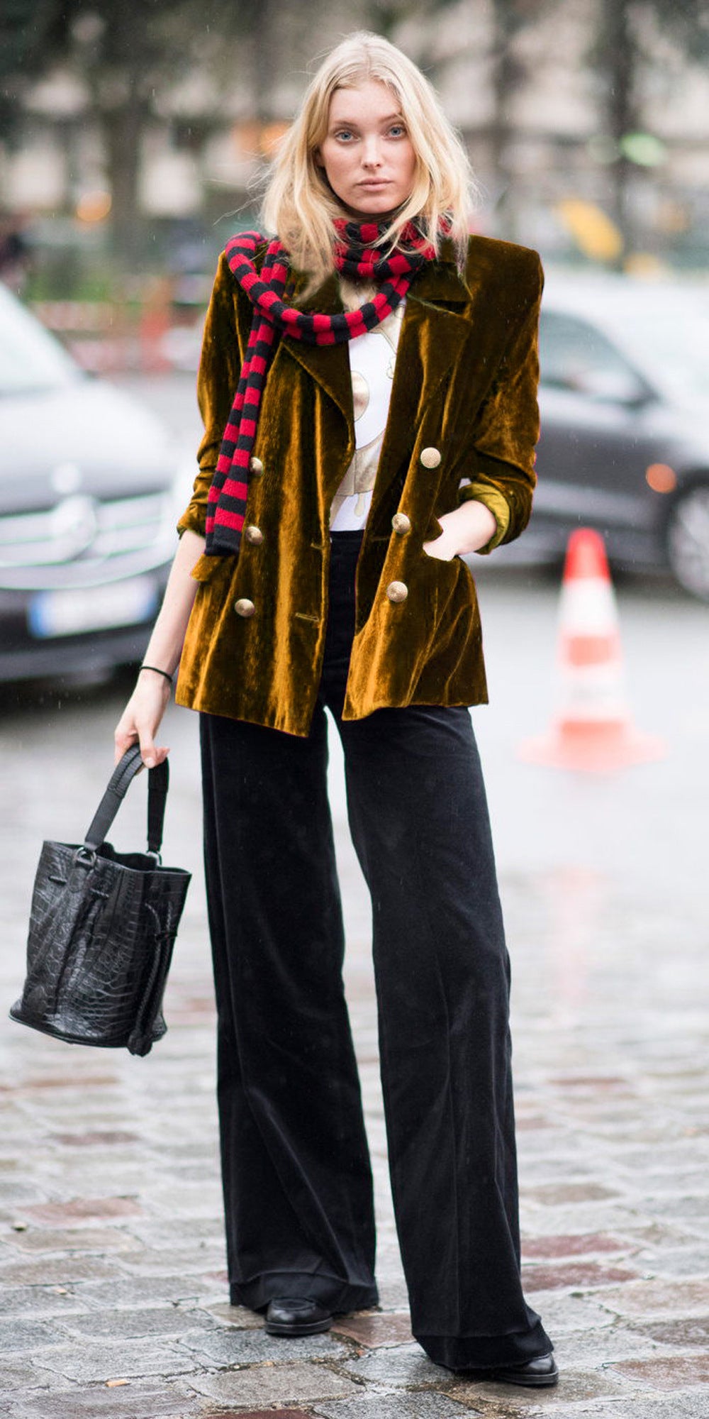 Manteau élégant en velours de couleur unie pour femme