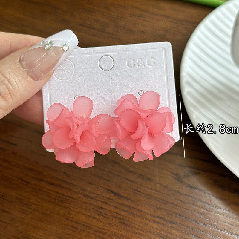 Women Fashion Elegant Solid Color Floral Earrings