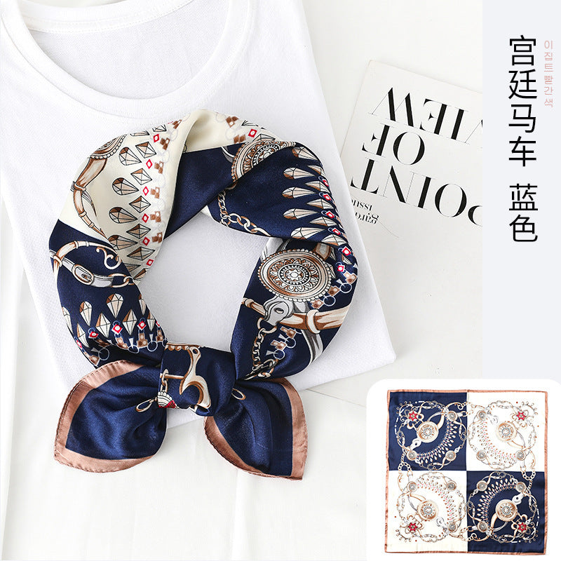 Bufanda de seda cuadrada con estampado multicolor de moda de verano para mujer