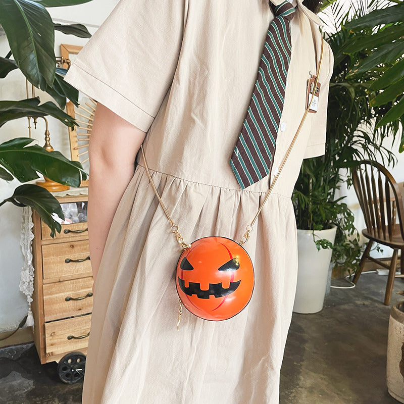 Women Fashion Creative Funny Halloween Pumpkin Devil Acrylic Chain Messenger Bag