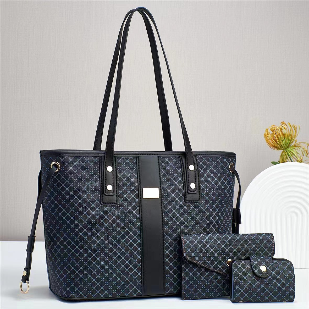 Spring Large Capacity PU Tote Bag Set for Business