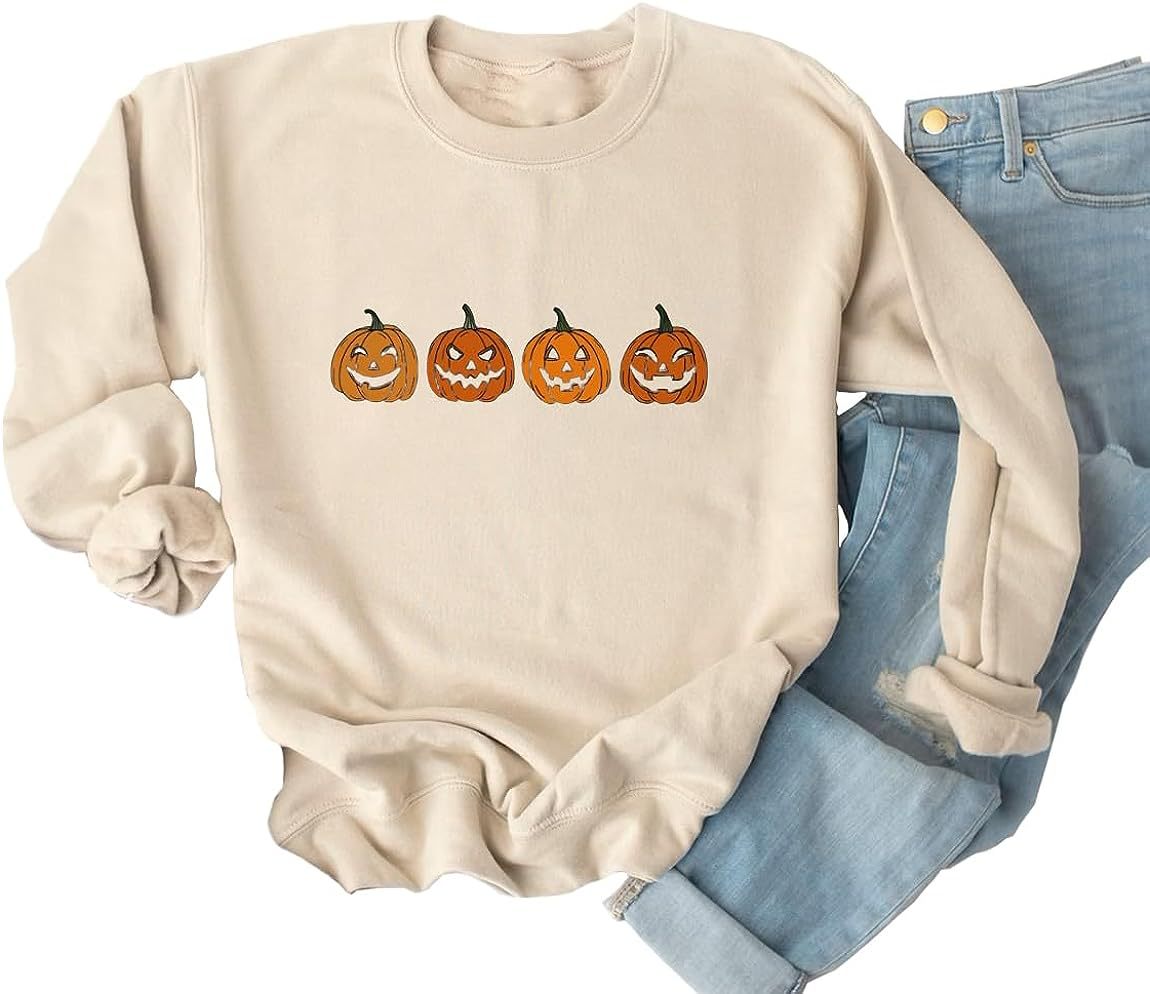 Sudadera con estampado de calabaza fantasma de Halloween para mujer