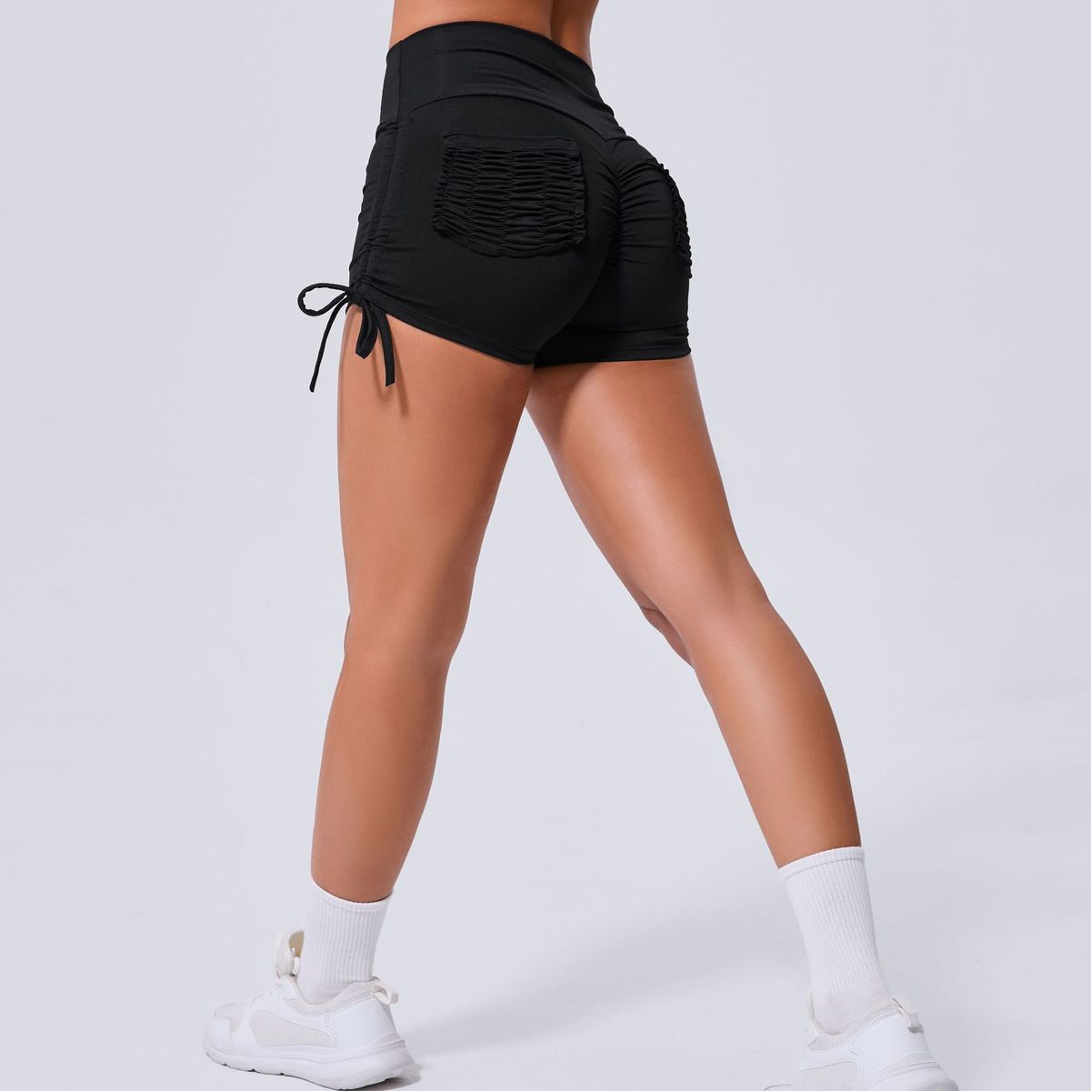 Short décontracté à cordon de serrage de couleur unie pour femme