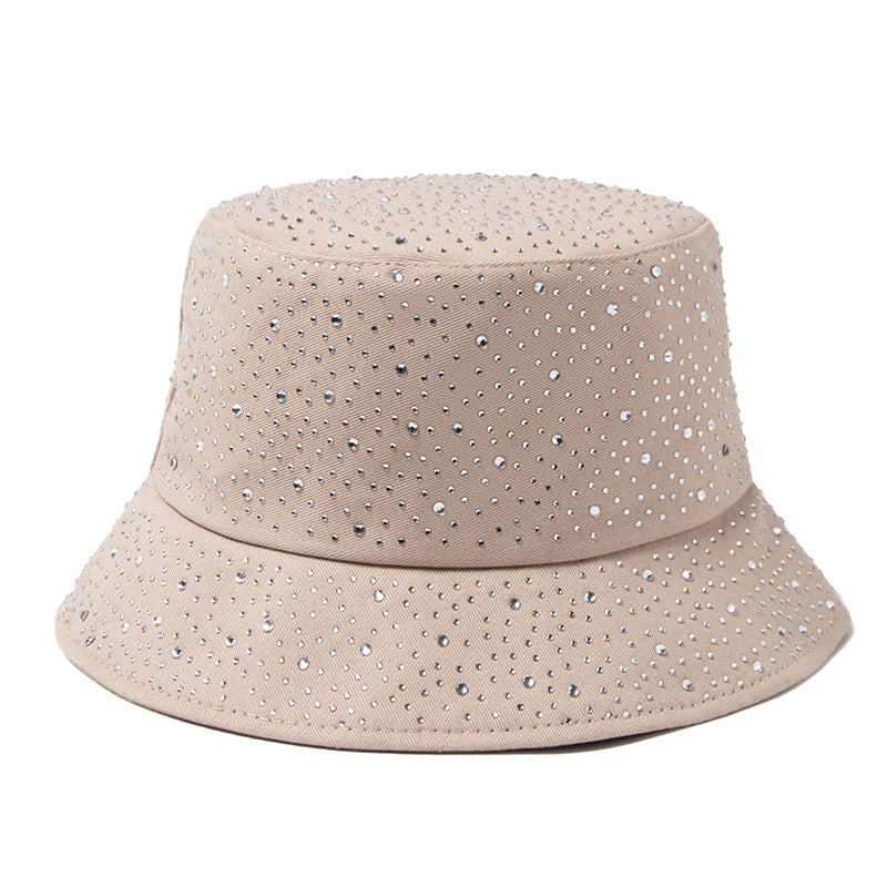 Women Simple Fashion Rhinestone Sunshade Bucket Hats