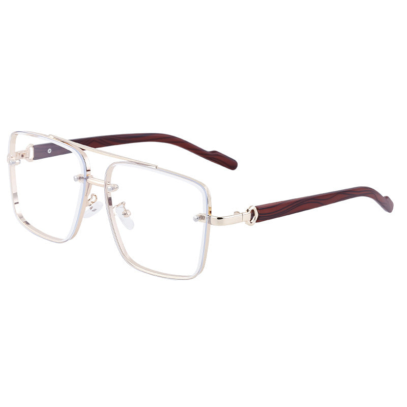 Gafas de sol informales de imitación de madera con borde cuadrado y diseño a la moda para hombre