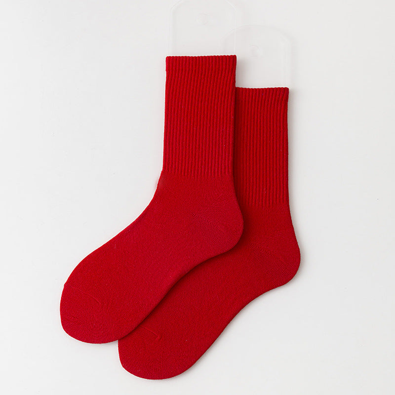 Calcetines casuales de algodón de color sólido para mujer