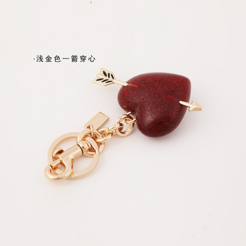 Rainbow Heart Rhinestone Bag Hanging Pendant Key Chain