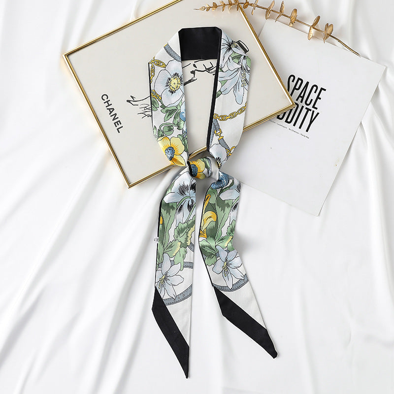 Pañuelo de seda con estampado floral chic de primavera para mujer