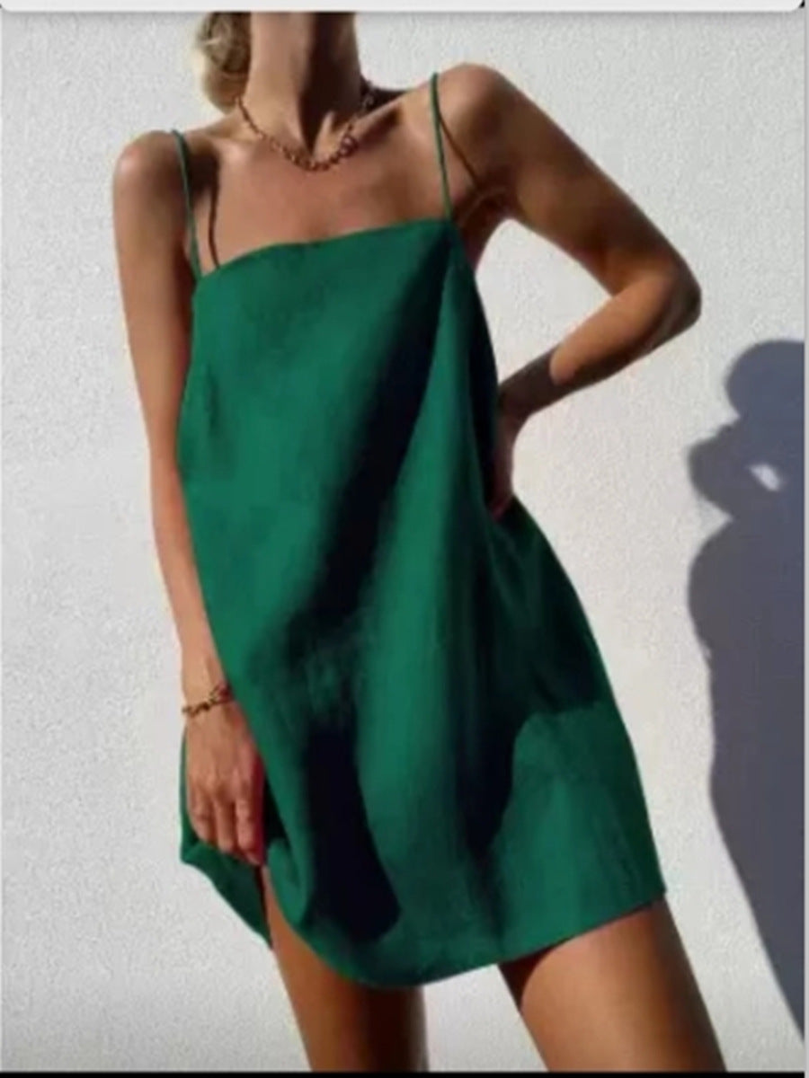 Vestido casual de algodón y lino para mujer
