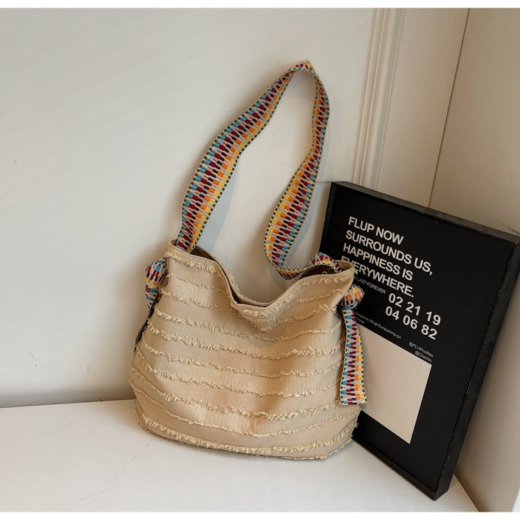 Bolso de hombro de lona informal de moda para mujer con cierre magnético