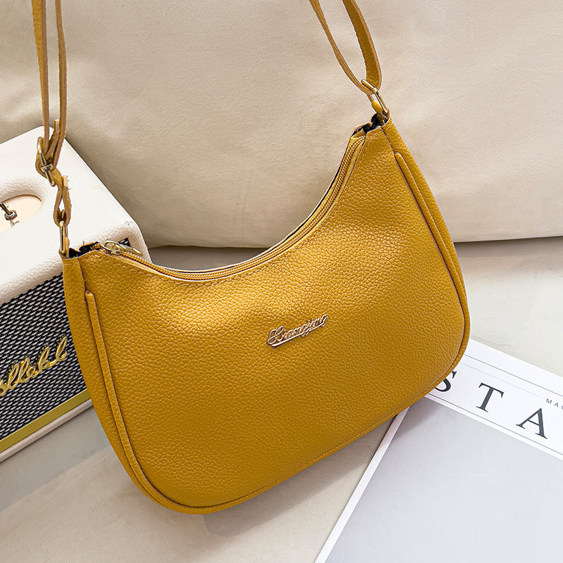 Soft Litchi Grain Women Underarm Bag