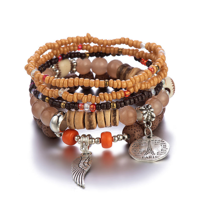 Women Bohemian Ethnic Style Multi-Layer Bead Bracelet